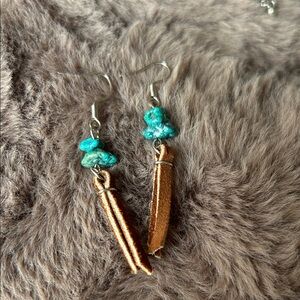 Turquoise and Bronze Dangle Earrings